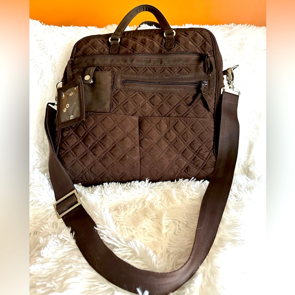 Vera Bradley Laptop Tote bag Quilted Expresso Excellent Condition